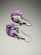BRINCOS de gancho de prata esterlina 925 Argent feitos com CORAÇÃO de cristal SWAROVSKI comprar usado  Enviando para Brazil