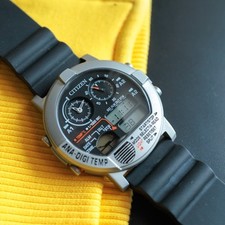 Relógio masculino Citizen Ana-Digi temp 8989-S125073 preto slv cerâmica redondo quartzo comprar usado  Enviando para Brazil