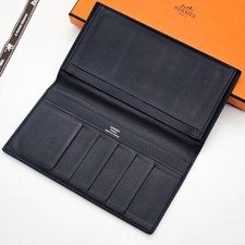 Carteira longa Hermes Citizen sarja preta unissex 69x37 polegadas slots para cartões, usado comprar usado  Enviando para Brazil