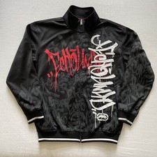 Jaqueta de atletismo vintage Ecko Unltd masculina média preta com zíper AOP grafite bordada comprar usado  Enviando para Brazil