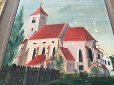 Kleines Gemälde Kirche St. Mathias Herrnstadt Schlesien mit Widmung 1850 comprar usado  Enviando para Brazil