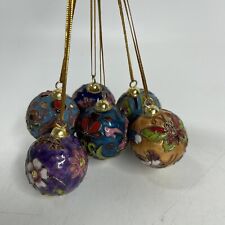 Usado, 6 bolas de esmalte vintage cloisonne enfeite de Natal 1,5" comprar usado  Enviando para Brazil