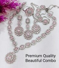 Usado, Conjunto de Noivas Indianas Bollywood Banhado a Prata CZ Brincos Pulseira Colar comprar usado  Enviando para Brazil