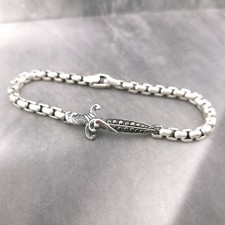 David Yurman 925 Ondas de Prata Esterlina Diamante Preto Adaga Caixa Corrente Pulseira comprar usado  Enviando para Brazil