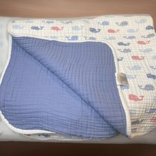 Edredom Little Journey Aldi azul baleia bebê cobertor algodão reversível 40x42" comprar usado  Enviando para Brazil