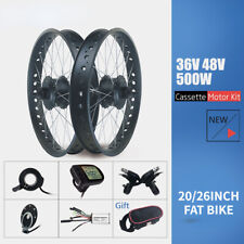Usado, Kit de conversão de bicicleta elétrica neve 20"" 26"" 500W cassete traseira roda de motor bicicleta gorda comprar usado  Enviando para Brazil