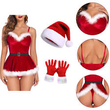 Usado, Fantasias femininas de Papai Noel vestido de palco veludo coquetel de Natal com luvas de cinto comprar usado  Enviando para Brazil