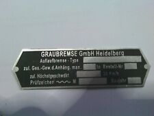 Typenschild schild auflaufbrem gebraucht kaufen  Deutschland