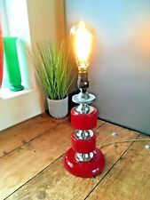 LUMINÁRIA DE MESA VINTAGE ANOS 60 EFEITO MÁRMORE ACRÍLICO LUCITE VERMELHO ARO ANOS 70 KITSCH RETRÔ comprar usado  Enviando para Brazil