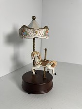 Caixa de música vintage de cerâmica carrossel cavalo com base de madeira comprar usado  Enviando para Brazil