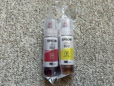Garrafas de tinta genuínas Epson 502 Eco Tank amarelo e magenta 2pçs novo lacrado validade 2026, usado comprar usado  Enviando para Brazil
