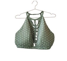 Blusa de banho feminina usada CACIQUE Swim 26 verde ponto Ikat macramê sem fio comprar usado  Enviando para Brazil