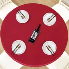 Capa de mesa redonda impermeável vinil elástico ajustado plástico com bordas (4056) comprar usado  Enviando para Brazil