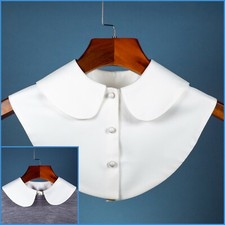 Blusa falsa branca Peter Pan colarinho poliéster falso cetim meio colarinho botão comprar usado  Enviando para Brazil