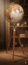 Globo Floor World com suporte de tripé de madeira 18" grande mapa moderno Atlas Globe presente comprar usado  Enviando para Brazil