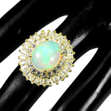 Anel de prata esterlina 925 oval opala de fogo joia de pedra preciosa natural 12x10mm comprar usado  Enviando para Brazil