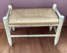Banco de madera maciza envejecida ~ asiento tejido segunda mano  Embacar hacia Mexico
