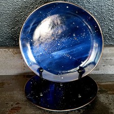 Lote 2 pratos de salada West Elm Constellation Via Láctea céu noturno 9" conjunto azul comprar usado  Enviando para Brazil