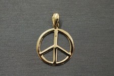 Pingente de berloque pequeno sinal de paz ouro amarelo sólido 14K polido 0,75 pol. comprar usado  Enviando para Brazil