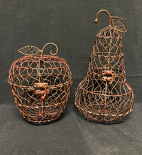 Fio avermelhado metal frutas em forma de maçã e pêra cesta articulada decoração Potpourri comprar usado  Enviando para Brazil