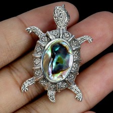 Usado, Pingente de prata esterlina 925 oval madrepérola 14x9mm pedra preciosa tartaruga comprar usado  Enviando para Brazil