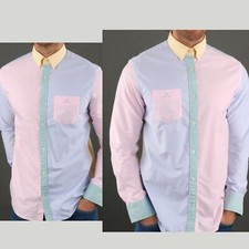Camisa Oxford painel misto GANT com botões cores pastel festa noturna noite fora comprar usado  Enviando para Brazil