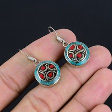 Red Coral Turquoise Handmade 925 Sterling Silver Tibetan Nepali Earring 1.4" P18, usado comprar usado Red Coral Turquoise Handmade 925 Sterling Silver Tibetan Nepali Earring 1.4" P18, usado comprar usado  Enviando para Brazil