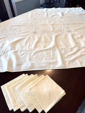 Conjunto de 6 guardanapos vintage bordado de linho quadrado motivo folha branco e creme comprar usado Conjunto de 6 guardanapos vintage bordado de linho quadrado motivo folha branco e creme comprar usado  Enviando para Brazil