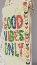 Bolsa tiracolo Good Vibes com miçangas celular retrô fada fofa boho bambu comércio comprar usado  Enviando para Brazil