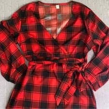Lindo Vestido Xadrez Búfalo Preto Vermelho Plus Size Tamanho 4X Plus Size 20 Muito Bom Estado comprar usado  Enviando para Brazil