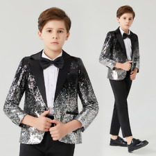 Terno de lantejoulas degradê infantil masculino passarela lantejoulas palco anfitrião roupas modelo comprar usado  Enviando para Brazil