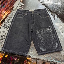 Bermuda jeans Co vintage Y2K Rich Kids RK preta branca masculina tamanho 36x13,5 comprar usado  Enviando para Brazil