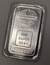 ENGELHARD ~ 1 oz .999 barra de prata fina ~ folha de bordo ~ em branco com borda reversa 25K, usado comprar usado  Enviando para Brazil