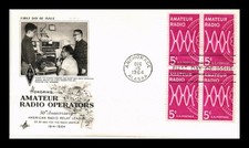 CUBIERTA DE ESTADOS UNIDOS OPERADORES DE RADIOAFICIONADOS 50 ANIVERSARIO FDC BLOQUE DE 4 ARTESANÍA segunda mano  Embacar hacia Mexico