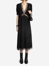 Vestido midi feminino Zadig & Voltaire decote em V renda manga curta linha A comprar usado  Enviando para Brazil