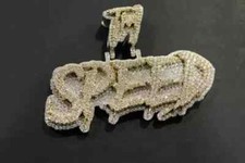 Pingente redondo de moissanita real 2,50 ct nome personalizado folheado a ouro 14K dois tons prata comprar usado  Enviando para Brazil