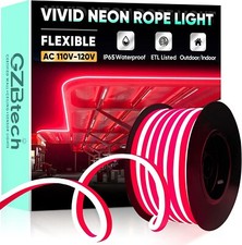 Luces LED flexibles de cuerda de neón Gzbtech 33 pies, AC 110-120V impermeable tira de neón luz segunda mano  Embacar hacia Mexico