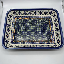 Cerâmica polonesa mosaico esmeralda flor retangular padeiro Zaklady cerâmicazne 12" comprar usado  Enviando para Brazil
