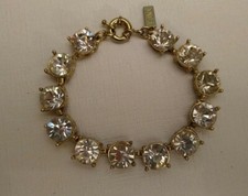 Pulseira de tênis IMA tom dourado 7,25" peça de declaração grandes pedras redondas corte alto comprar usado  Enviando para Brazil
