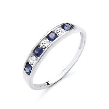 Anel Eternity prata esterlina 925 simulado safira azul e banda Cz tamanho J a V, usado comprar usado  Enviando para Brazil
