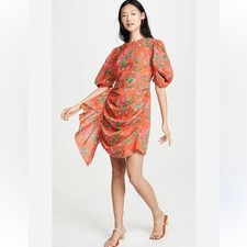 Mini vestido Rhode Pia Resort vermelho floral manga folhada franzida tamanho XS novo sem etiquetas comprar usado  Enviando para Brazil