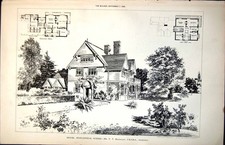 Estampa piso primeiro plano casa Staplefield Sussex F arco Bagallay 1889 comprar usado  Enviando para Brazil