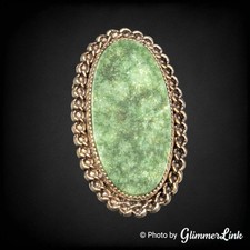 Broche vintage Catamore 12KT folheado a ouro jade oval ornamentado acabamento comprar usado  Enviando para Brazil