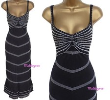 VESTIDO DE FESTA KAREN MILLEN ✩ PRETO PRATA LUREX FRISADO CROCHÊ MALHA ✩ KM 2 / REINO UNIDO 10 comprar usado  Enviando para Brazil