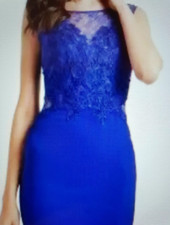 Vestido Bodycon azul cobalto real 16 Reino Unido lápis festa ocasião renda casamento cruzeiro comprar usado  Enviando para Brazil