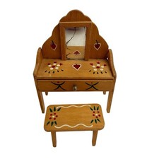 Antigo banco de mesa espelho vaidade quarto madeira miniatura casa de bonecas holandesa Pensilvânia comprar usado  Enviando para Brazil