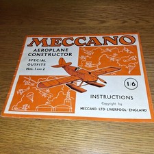 *1933 KOD MECCANO KONSTRUKTOR SAMOLOTU NR 1& 2 ZESTAW/INSTRUKCJA STROJU na sprzedaż  Wysyłka do Poland