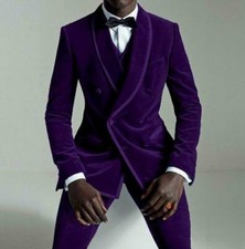 Jaqueta masculina de veludo roxo noivos smoking festa jantar terno de casamento blazer nova comprar usado  Enviando para Brazil