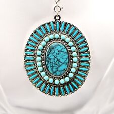 Colar pingente de pedra preciosa turquesa falsa prata nativa original vintage comprar usado  Enviando para Brazil