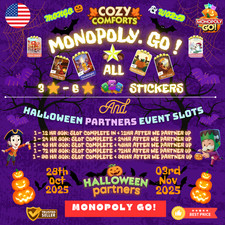 CONFORTOS ACONCHEGANTES🧦MONOPOLY_GO❤️TODOS 3⭐-6⭐ ADESIVOS➕SLOTS DE PARCEIROS DE HALLOWEEN SEM PRESSA, usado comprar usado  Enviando para Brazil